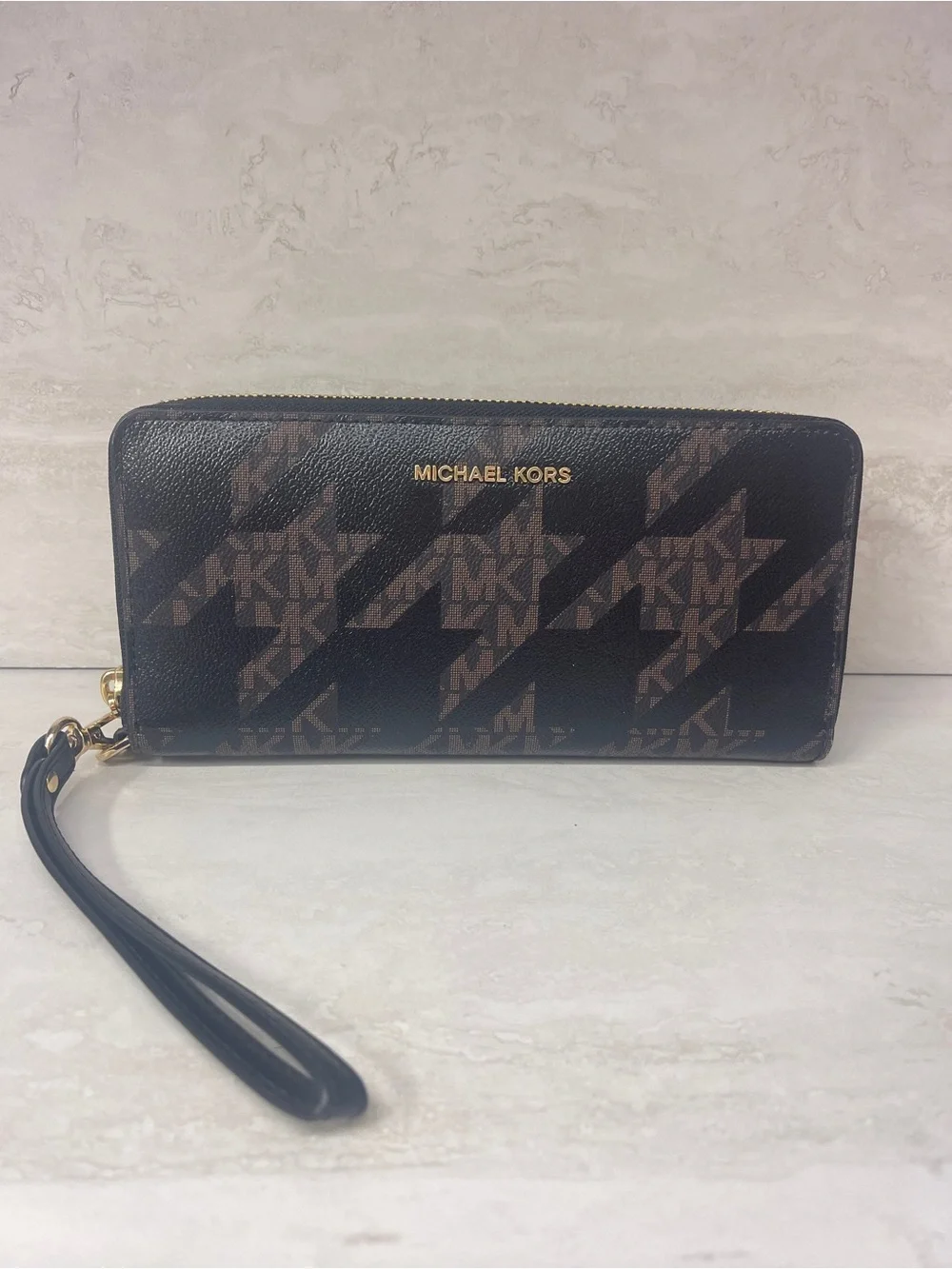Michael Kors Brown and Black Signature Wristlet Wallet